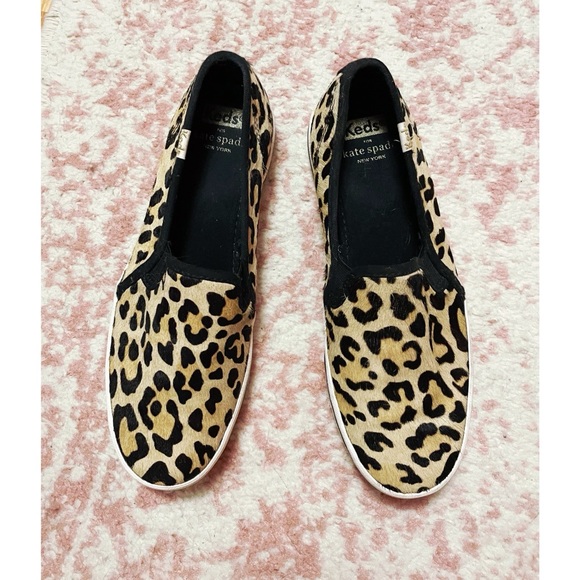 Keds x Kate Spade New York leopard “double decker” pony hair sneakers sz 7 - Picture 7 of 8